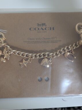 Coach Gold-Tone Charm Chain Bracelet